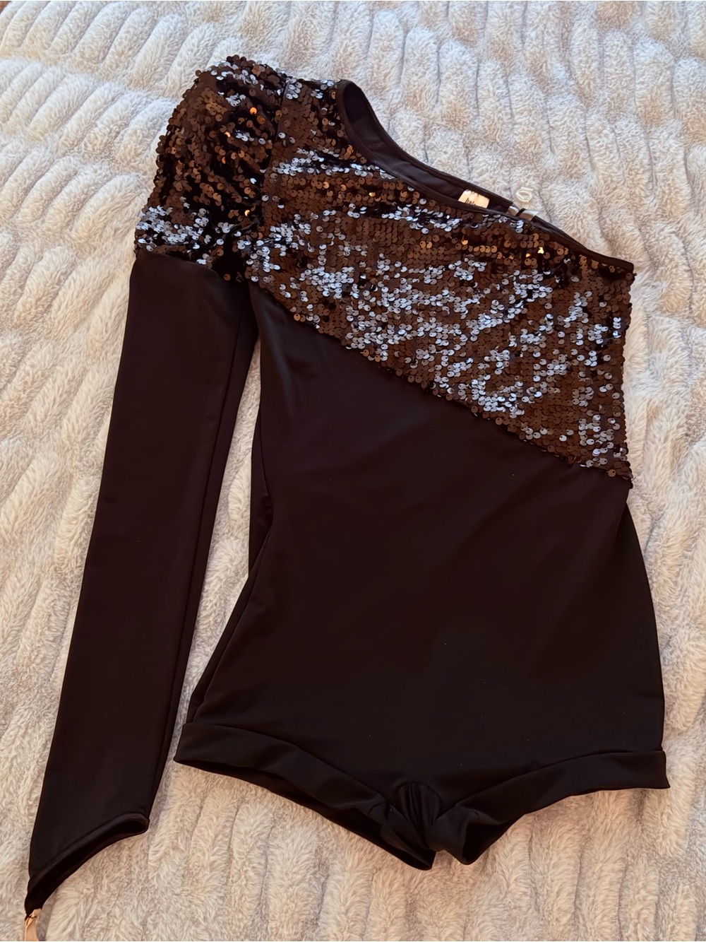 Balera Sequin One-Shoulder Long Sleeve Dance Biketard Costume - Adult MA